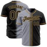 Custom Gray Black-Old Gold Authentic Fade Fashion Baseball Jersey