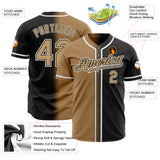 Custom Black Old Gold-White Authentic Fade Fashion Baseball Jersey