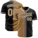 Custom Black Old Gold-White Authentic Fade Fashion Baseball Jersey