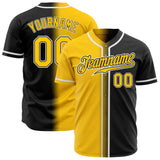 Custom Black Gold-White Authentic Fade Fashion Baseball Jersey