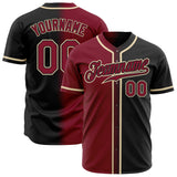 Custom Black Crimson-Cream Authentic Fade Fashion Baseball Jersey