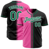 Custom Black Kelly Green Pink-White Authentic Fade Fashion Baseball Jersey