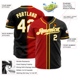 Custom Black White Red-Gold Authentic Fade Fashion Baseball Jersey