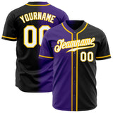 Custom Black White Purple-Gold Authentic Fade Fashion Baseball Jersey