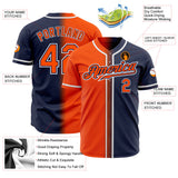 Custom Navy Orange-White Authentic Fade Fashion Baseball Jersey