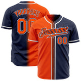 Custom Navy Orange-White Authentic Fade Fashion Baseball Jersey
