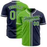 Custom Navy Neon Green-White Authentic Fade Fashion Baseball Jersey