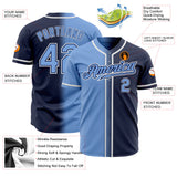 Custom Navy Light Blue-White Authentic Fade Fashion Baseball Jersey