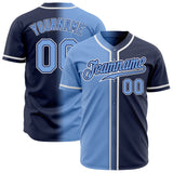 Custom Navy Light Blue-White Authentic Fade Fashion Baseball Jersey