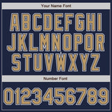 Custom Navy Old Gold-White Authentic Fade Fashion Baseball Jersey