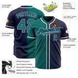 Custom Navy Teal-White Authentic Fade Fashion Baseball Jersey