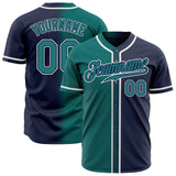 Custom Navy Teal-White Authentic Fade Fashion Baseball Jersey