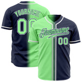 Custom Navy Pea Green-White Authentic Fade Fashion Baseball Jersey
