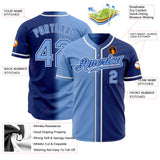 Custom Royal Light Blue-White Authentic Fade Fashion Baseball Jersey