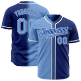 Custom Royal Light Blue-White Authentic Fade Fashion Baseball Jersey