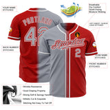 Custom Red Gray-White Authentic Fade Fashion Baseball Jersey