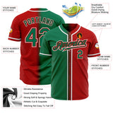 Custom Red Kelly Green-White Authentic Fade Fashion Baseball Jersey