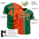 Custom Kelly Green Orange-White Authentic Fade Fashion Baseball Jersey