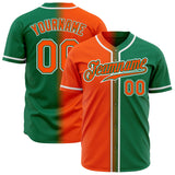 Custom Kelly Green Orange-White Authentic Fade Fashion Baseball Jersey