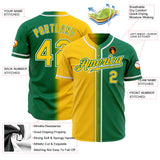 Custom Kelly Green Gold-White Authentic Fade Fashion Baseball Jersey