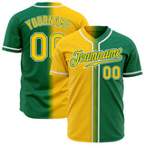 Custom Kelly Green Gold-White Authentic Fade Fashion Baseball Jersey