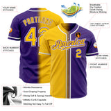 Custom Purple Gold-White Authentic Fade Fashion Baseball Jersey