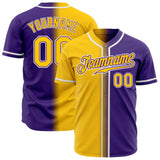 Custom Purple Gold-White Authentic Fade Fashion Baseball Jersey