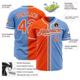 Custom Light Blue Orange-White Authentic Fade Fashion Baseball Jersey