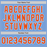 Custom Light Blue Orange-White Authentic Fade Fashion Baseball Jersey