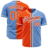 Custom Light Blue Orange-White Authentic Fade Fashion Baseball Jersey