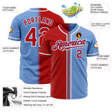Custom Light Blue Red-White Authentic Fade Fashion Baseball Jersey