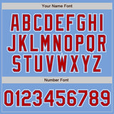 Custom Light Blue Red-White Authentic Fade Fashion Baseball Jersey