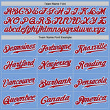 Custom Light Blue Red-White Authentic Fade Fashion Baseball Jersey