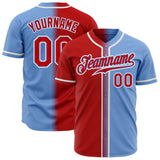 Custom Light Blue Red-White Authentic Fade Fashion Baseball Jersey