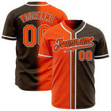 Custom Brown Orange-White Authentic Fade Fashion Baseball Jersey