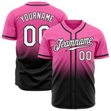 Custom Pink White-Black Authentic Fade Fashion Baseball Jersey