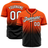 Custom Orange White-Black Authentic Fade Fashion Baseball Jersey