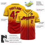 Custom Gold Red-Black Authentic Fade Fashion Baseball Jersey