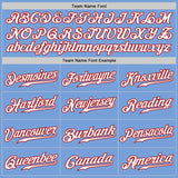 Custom Light Blue White-Red Authentic Fade Fashion Baseball Jersey