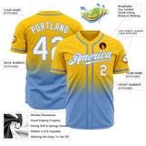 Custom Gold White-Light Blue Authentic Fade Fashion Baseball Jersey