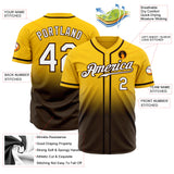 Custom Gold White-Brown Authentic Fade Fashion Baseball Jersey