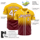 Custom Gold White-Burgundy Authentic Fade Fashion Baseball Jersey