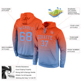 Custom Stitched Orange Light Blue Fade Fashion Sports Pullover Sweatshirt Hoodie