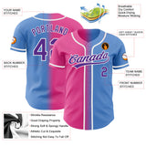Custom Powder Blue Purple-Pink Authentic Fade Fashion Baseball Jersey