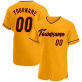Custom Gold Brown-Orange Authentic Baseball Jersey