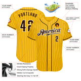 Custom Gold Brown Pinstripe Brown-White Authentic Baseball Jersey