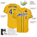Custom Gold Royal Pinstripe Royal-White Authentic Baseball Jersey