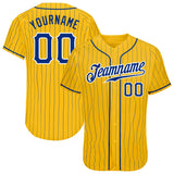 Custom Gold Royal Pinstripe Royal-White Authentic Baseball Jersey