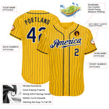 Custom Gold Navy Pinstripe Navy-White Authentic Baseball Jersey