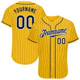 Custom Gold Navy Pinstripe Navy-White Authentic Baseball Jersey